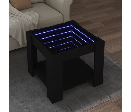 Mesa de centro con LED madera de ingeniería negro 53x53x45 cm