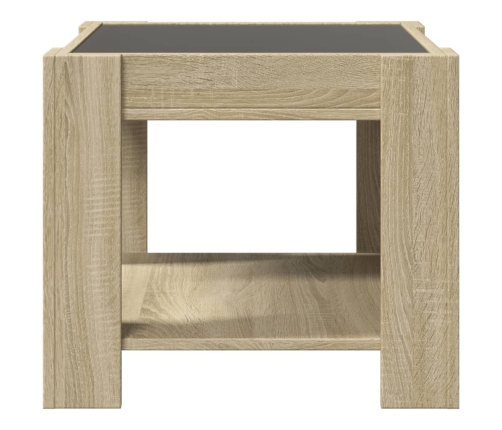 Mesa de centro y LED madera ingeniería roble Sonoma 53x53x45 cm