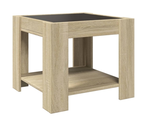 Mesa de centro y LED madera ingeniería roble Sonoma 53x53x45 cm