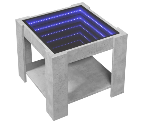 Mesa de centro y LED madera ingeniería gris hormigón 53x53x45cm