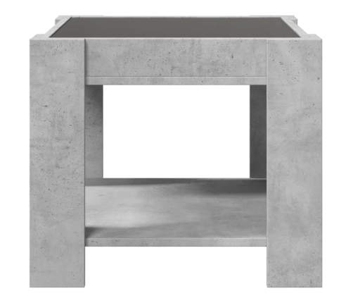 Mesa de centro y LED madera ingeniería gris hormigón 53x53x45cm