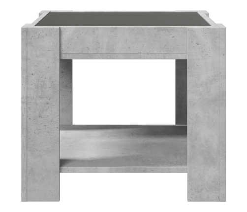 Mesa de centro y LED madera ingeniería gris hormigón 53x53x45cm