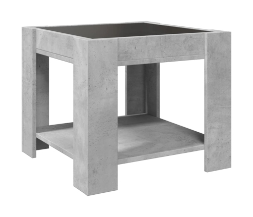 Mesa de centro y LED madera ingeniería gris hormigón 53x53x45cm