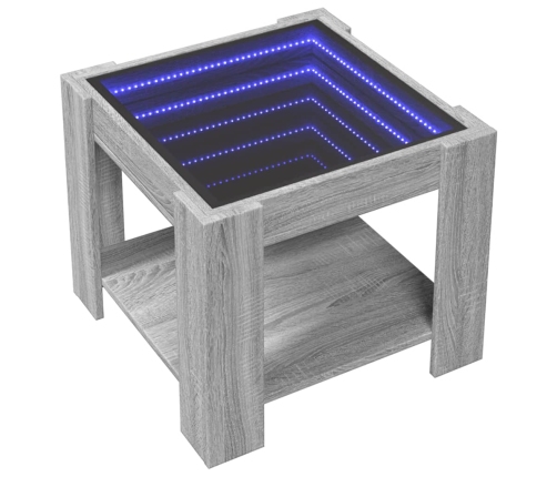 Mesa de centro y LED madera ingeniería gris Sonoma 53x53x45 cm