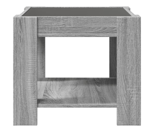 Mesa de centro y LED madera ingeniería gris Sonoma 53x53x45 cm