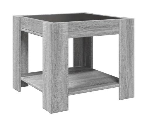 Mesa de centro y LED madera ingeniería gris Sonoma 53x53x45 cm