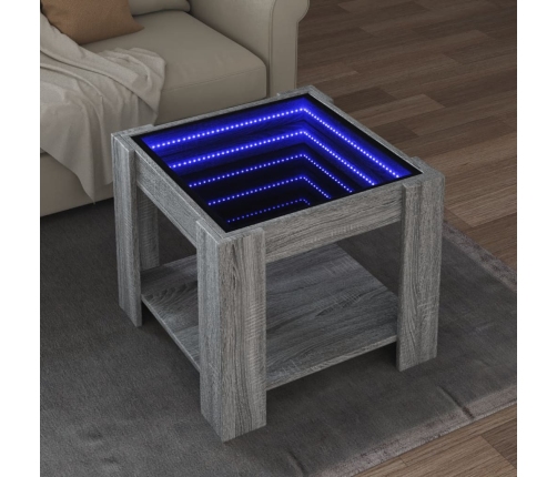 Mesa de centro y LED madera ingeniería gris Sonoma 53x53x45 cm