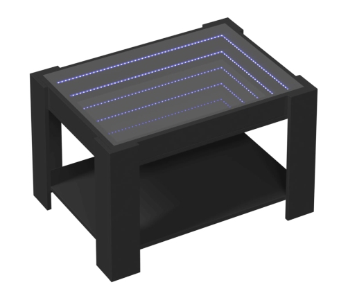 Mesa de centro con LED madera de ingeniería negro 73x53x45 cm