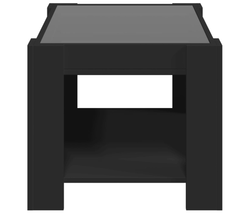 Mesa de centro con LED madera de ingeniería negro 73x53x45 cm