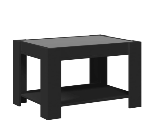 Mesa de centro con LED madera de ingeniería negro 73x53x45 cm