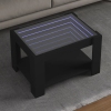 Mesa de centro con LED madera de ingeniería negro 73x53x45 cm