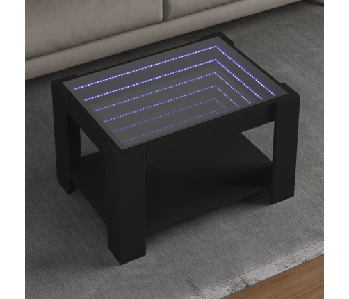 Mesa de centro con LED madera de ingeniería negro 73x53x45 cm