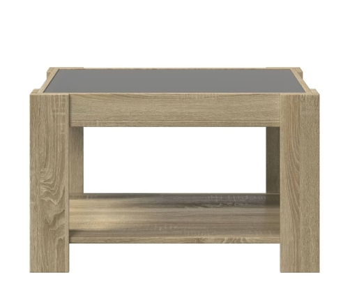 Mesa de centro y LED madera ingeniería roble Sonoma 73x53x45 cm