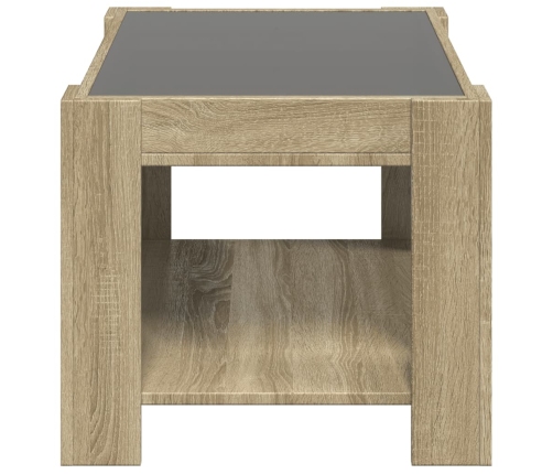 Mesa de centro y LED madera ingeniería roble Sonoma 73x53x45 cm