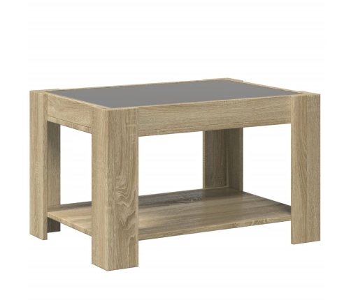 Mesa de centro y LED madera ingeniería roble Sonoma 73x53x45 cm