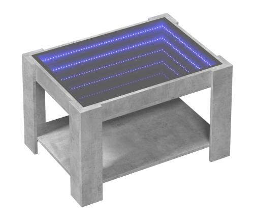 Mesa de centro y LED madera ingeniería gris hormigón 73x53x45cm