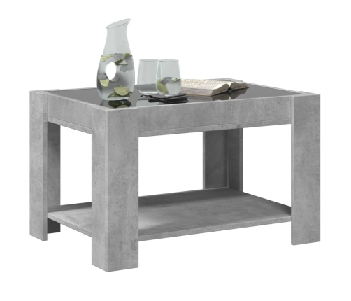 Mesa de centro y LED madera ingeniería gris hormigón 73x53x45cm