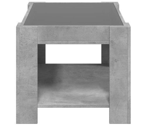 Mesa de centro y LED madera ingeniería gris hormigón 73x53x45cm