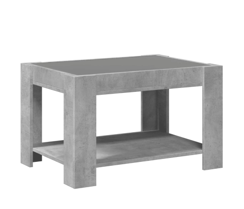 Mesa de centro y LED madera ingeniería gris hormigón 73x53x45cm