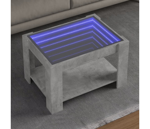 Mesa de centro y LED madera ingeniería gris hormigón 73x53x45cm