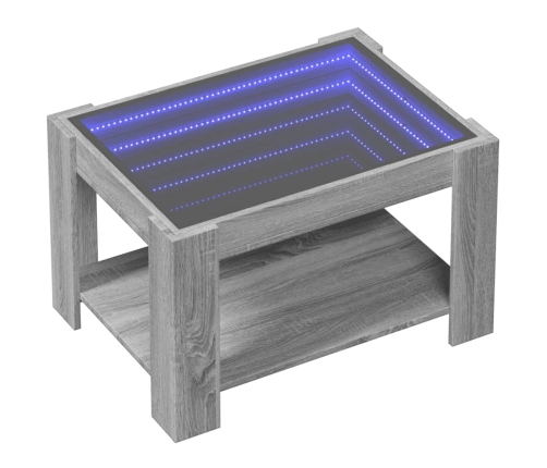 Mesa de centro y LED madera ingeniería gris Sonoma 73x53x45 cm