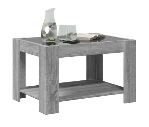 Mesa de centro y LED madera ingeniería gris Sonoma 73x53x45 cm