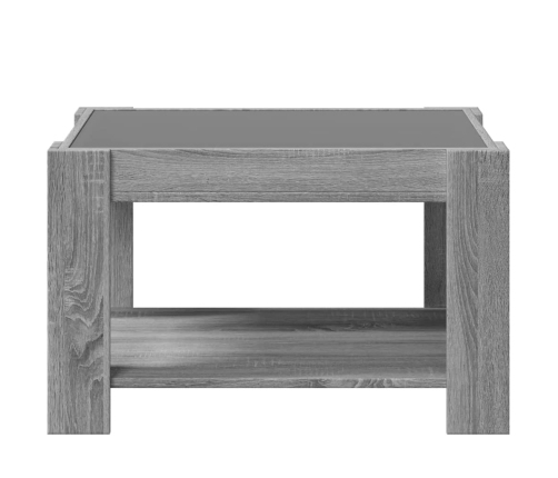 Mesa de centro y LED madera ingeniería gris Sonoma 73x53x45 cm