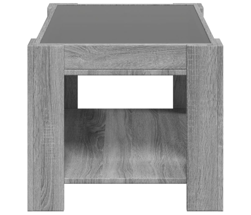 Mesa de centro y LED madera ingeniería gris Sonoma 73x53x45 cm