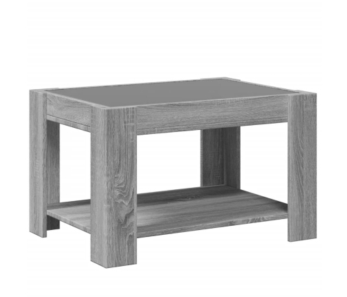 Mesa de centro y LED madera ingeniería gris Sonoma 73x53x45 cm