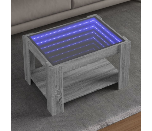 Mesa de centro y LED madera ingeniería gris Sonoma 73x53x45 cm