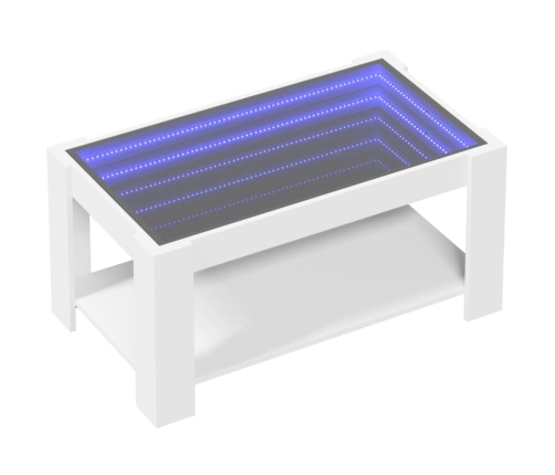 Mesa de centro con LED madera de ingeniería blanca 93x53x45 cm