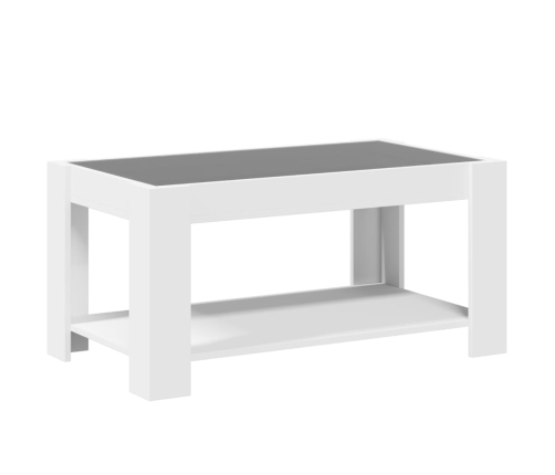 Mesa de centro con LED madera de ingeniería blanca 93x53x45 cm