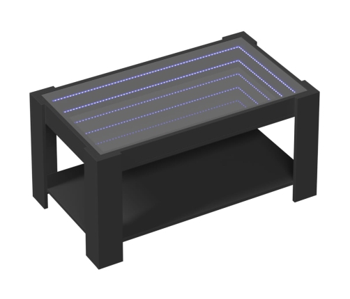 Mesa de centro con LED madera de ingeniería negro 93x53x45 cm