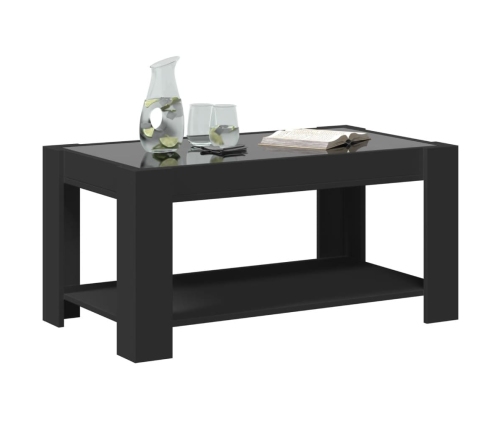 Mesa de centro con LED madera de ingeniería negro 93x53x45 cm