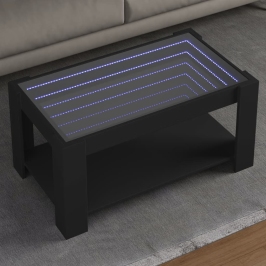 Mesa de centro con LED madera de ingeniería negro 93x53x45 cm