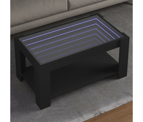 Mesa de centro con LED madera de ingeniería negro 93x53x45 cm