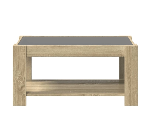 Mesa de centro y LED madera ingeniería roble Sonoma 93x53x45 cm