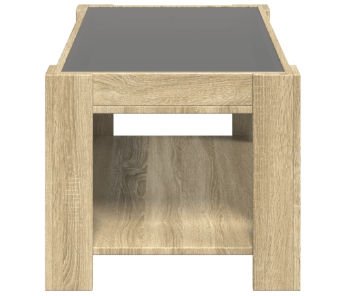 Mesa de centro y LED madera ingeniería roble Sonoma 93x53x45 cm