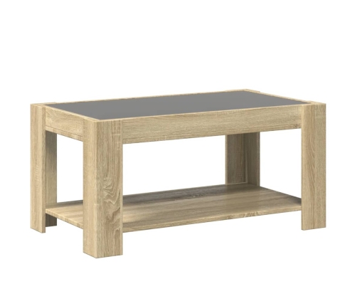 Mesa de centro y LED madera ingeniería roble Sonoma 93x53x45 cm