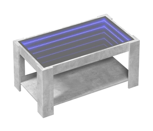 Mesa de centro y LED madera ingeniería gris hormigón 93x53x45cm