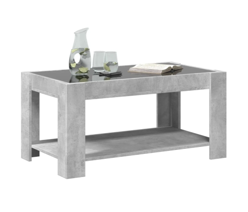 Mesa de centro y LED madera ingeniería gris hormigón 93x53x45cm