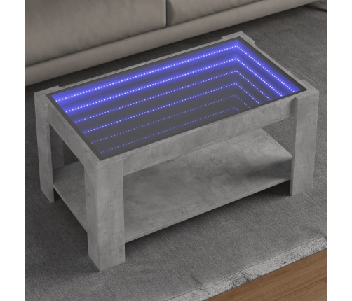 Mesa de centro y LED madera ingeniería gris hormigón 93x53x45cm