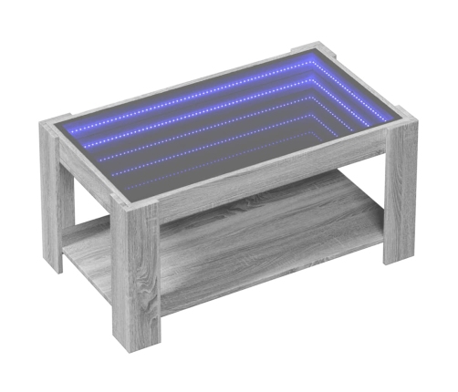 Mesa de centro y LED madera ingeniería gris Sonoma 93x53x45 cm