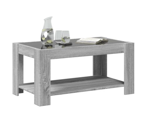 Mesa de centro y LED madera ingeniería gris Sonoma 93x53x45 cm