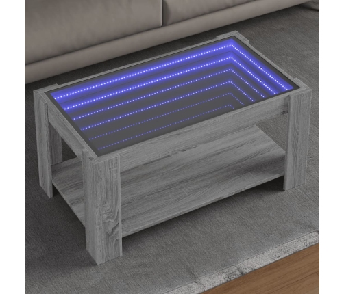 Mesa de centro y LED madera ingeniería gris Sonoma 93x53x45 cm