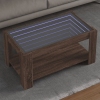 Mesa de centro y LED madera ingeniería marrón roble 93x53x45 cm