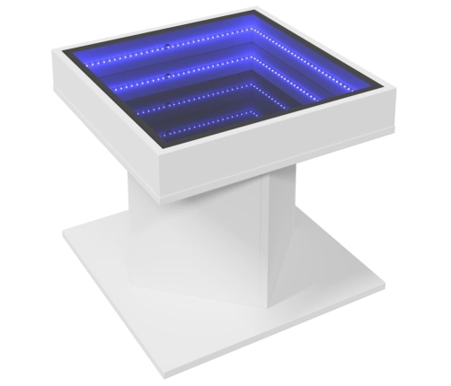 Mesa de centro con luz LED madera ingeniería blanca 50x50x45 cm