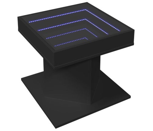 Mesa de centro con luz LED madera ingeniería negra 50x50x45 cm