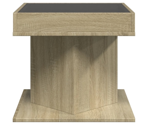 Mesa de centro y LED madera ingeniería roble Sonoma 50x50x45 cm