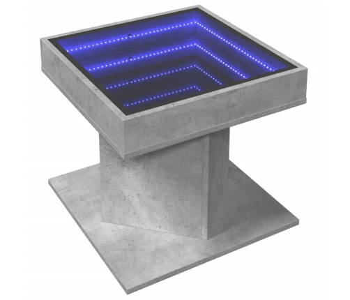 Mesa de centro y LED madera ingeniería gris hormigón 50x50x45cm